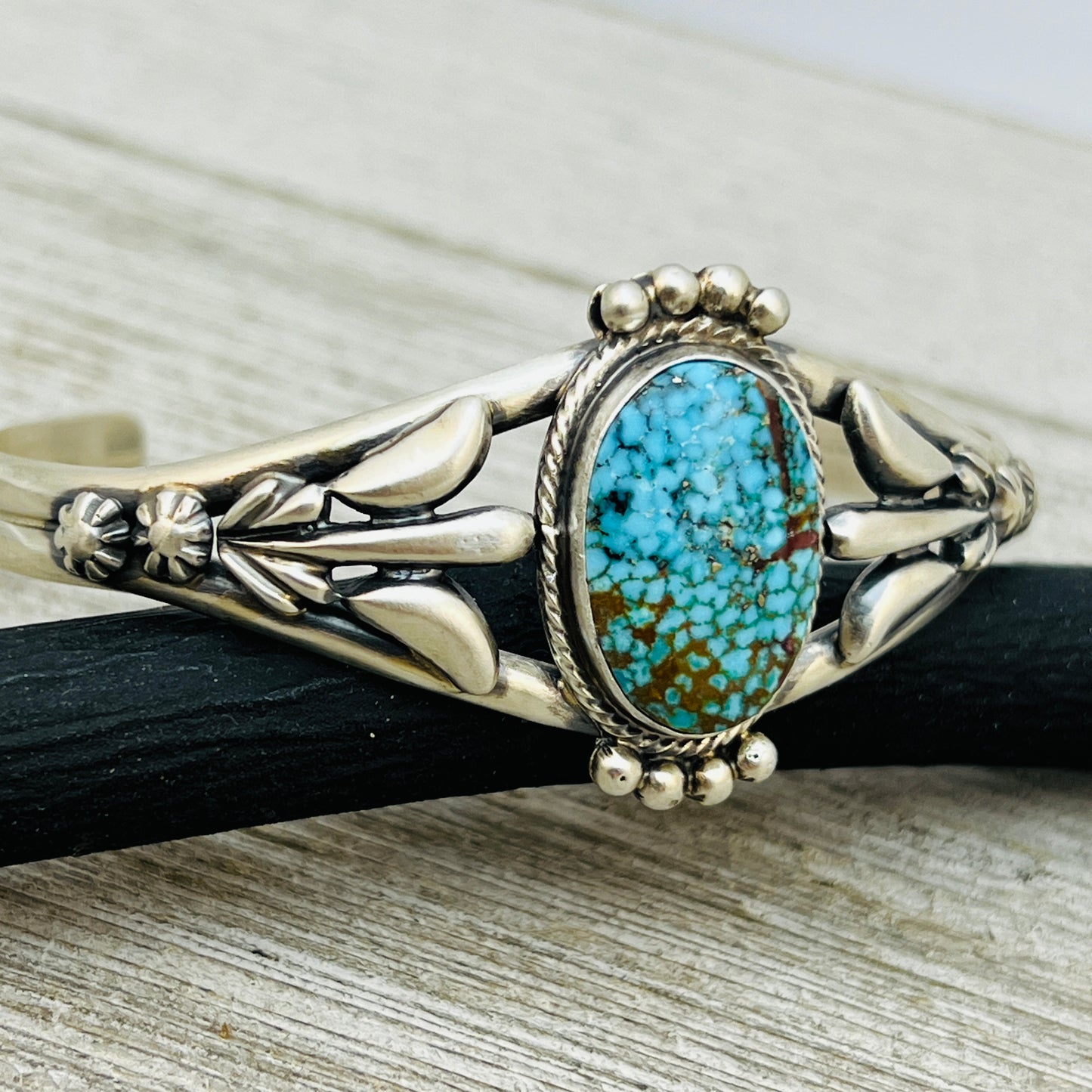 6 1/4" Kingman Turquoise cuff bracelet sterling silver Bobby Platero BR18