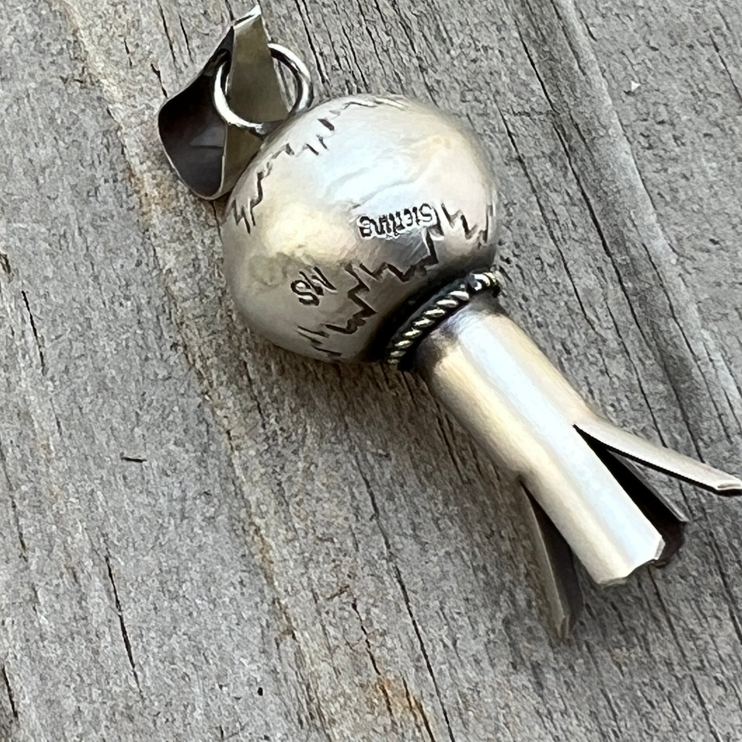 Squash Blossom pendant sterling silver Monica Smith Navajo 792