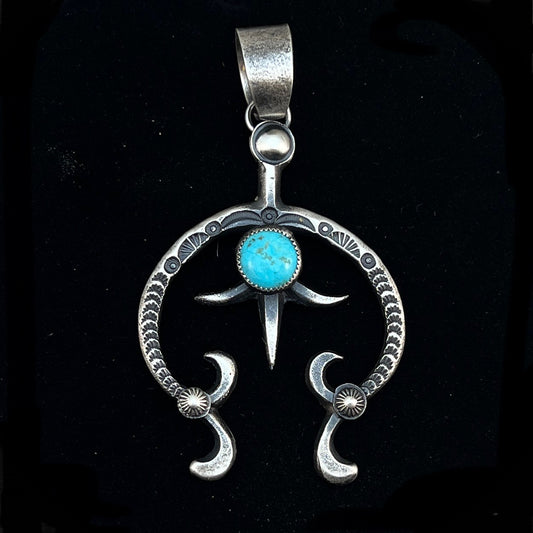 Tufa Cast Naja pendant sterling silver turquoise Navajo Eva and Linberg Billah 1