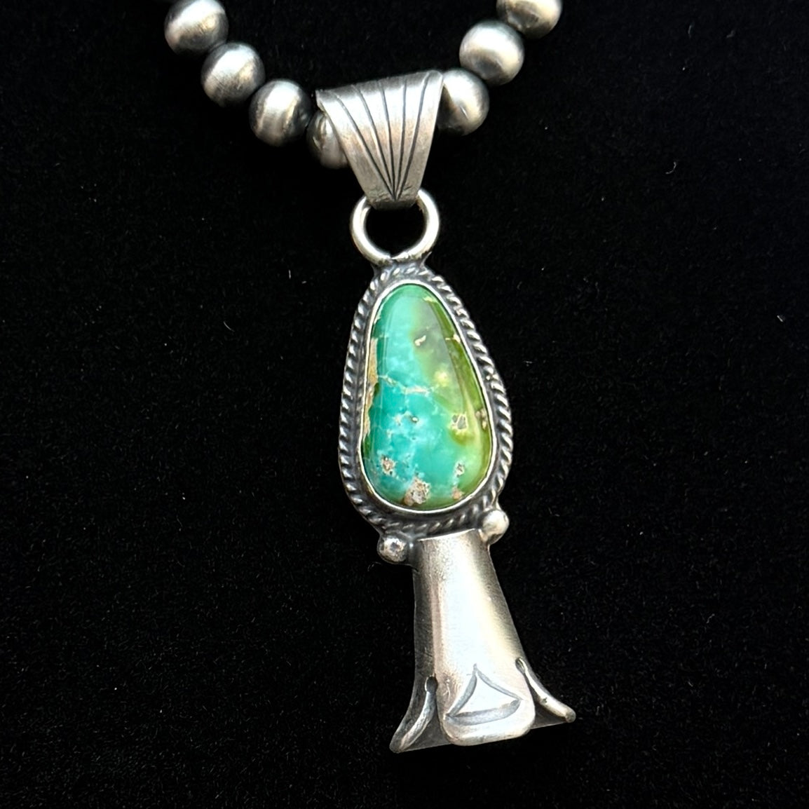 16" Sonoran Turquoise Squash Blossom Necklace Sharon McCarthy Sterling silver NK53