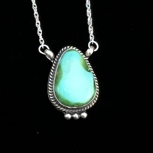 18 1/2" Sonoran Gold Turquoise Sterling silver Necklace Navajo handmade Sharon McCarthy