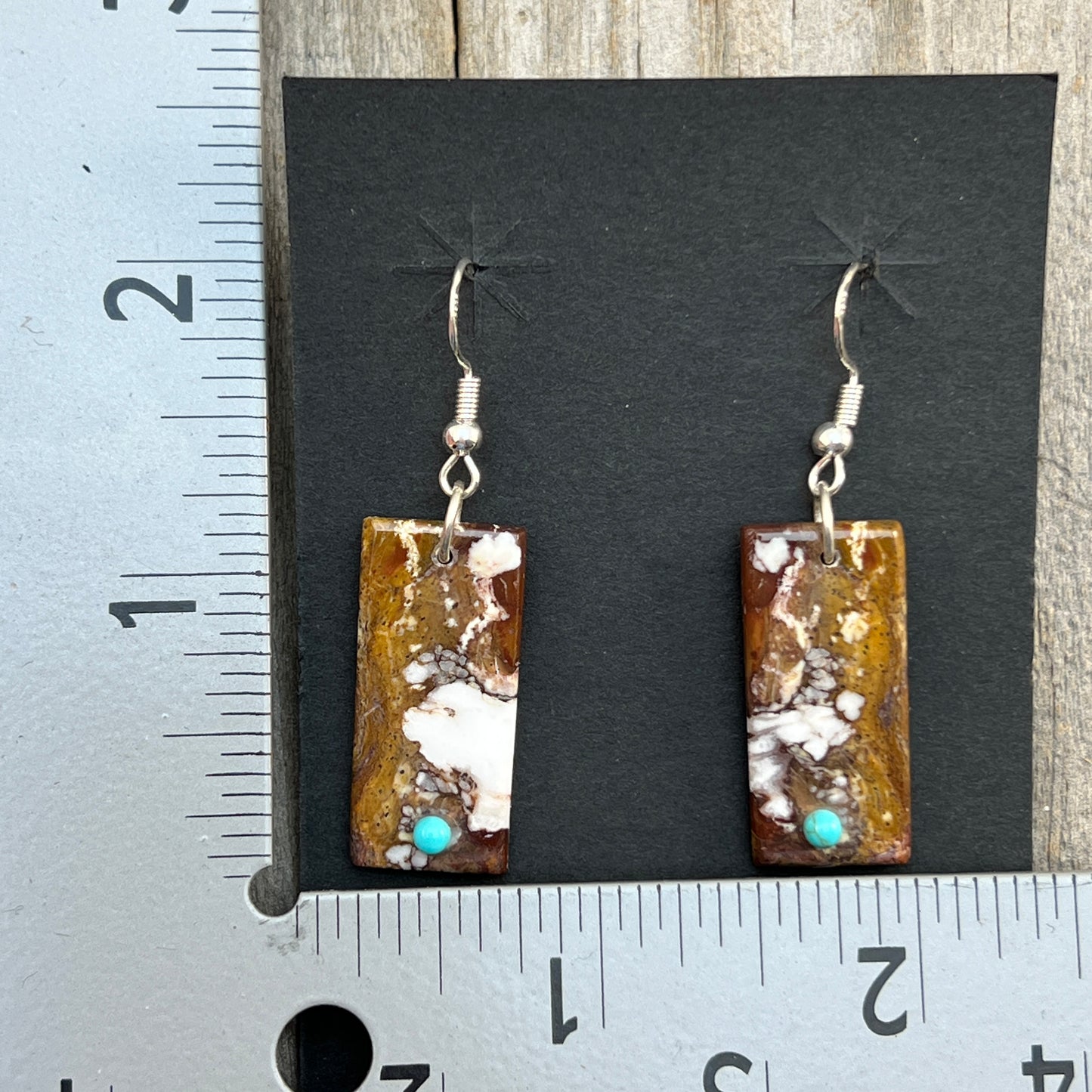 Wild Horse Slab Earrings Turquoise Zuni handmade Jesus Espino 675