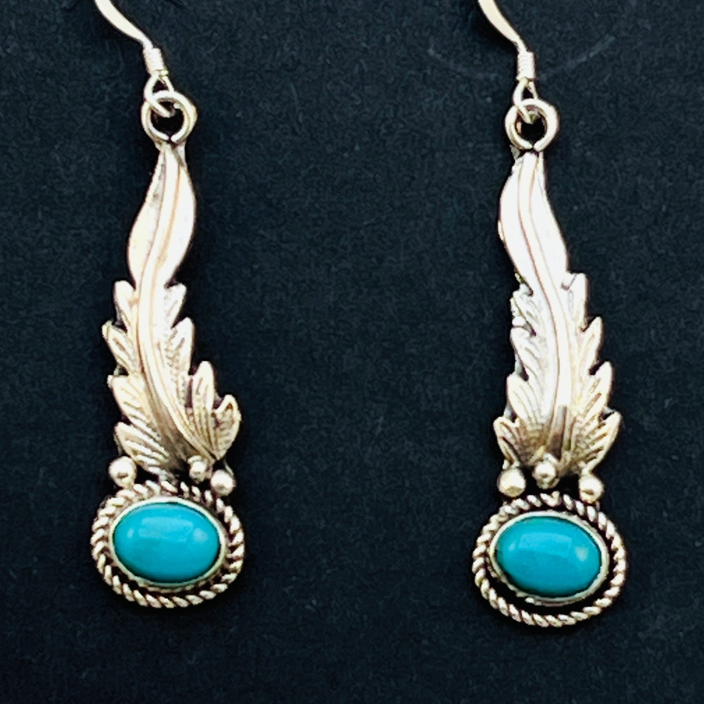 Turquoise  earrings sterling silver Rita Largo Navajo handmade ER38