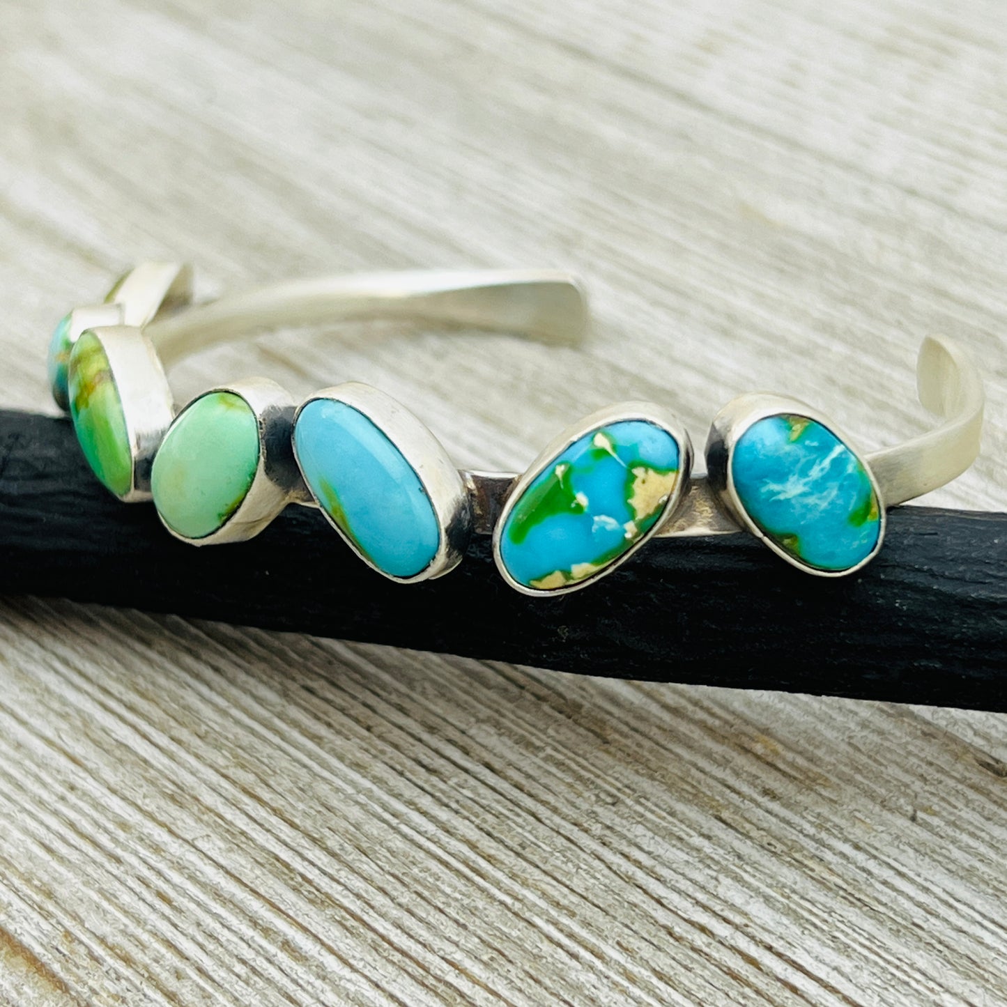 6 1/2" Sonoran Gold polychrome Turquoise cuff bracelet sterling silver Verley Betone BR24