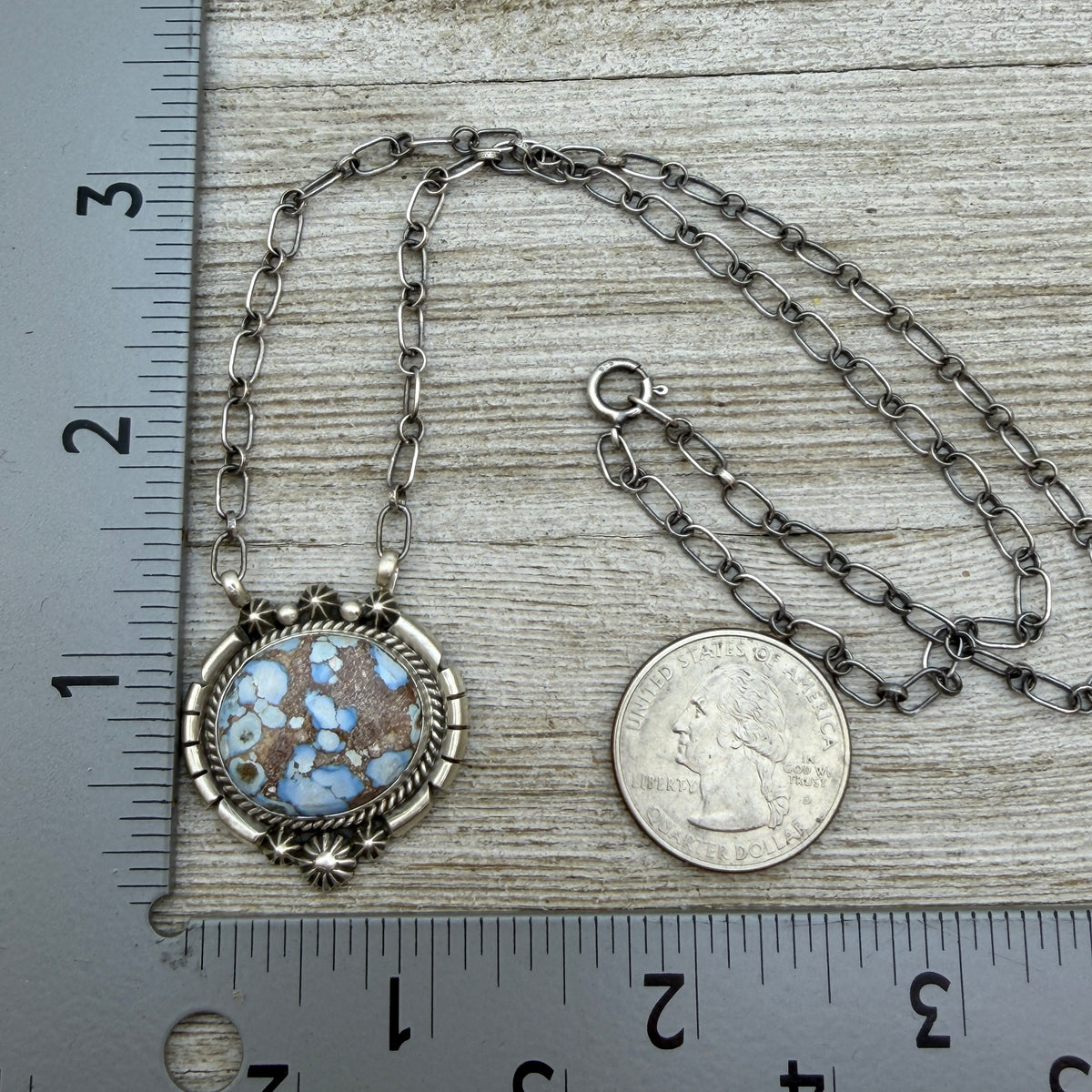 Golden Hills turquoise station necklace Sterling Silver Navajo Samuel Yellowhair NK34