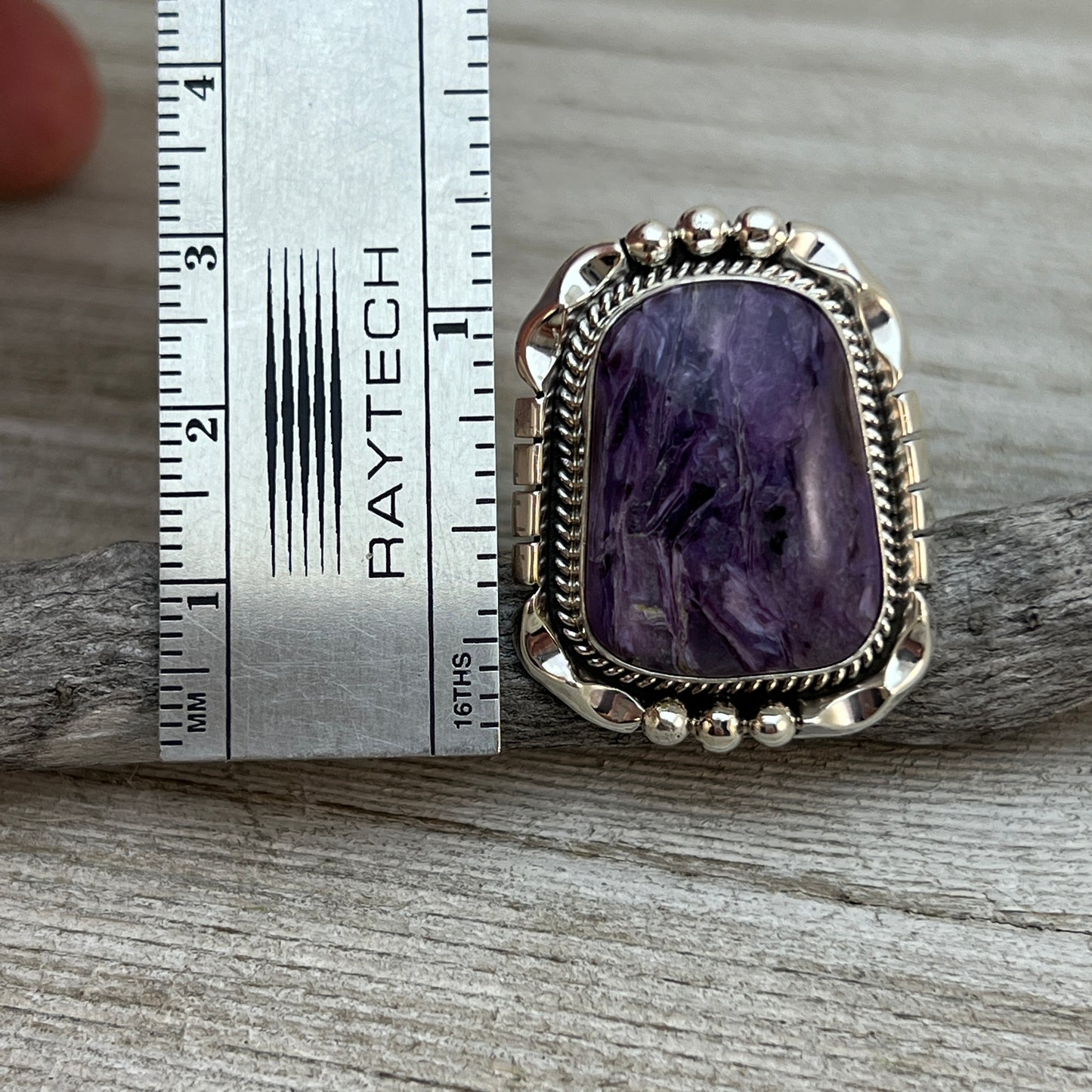 Size 9 Charoite sterling silver handmade ring #13 Navajo Samuel Yellowhair