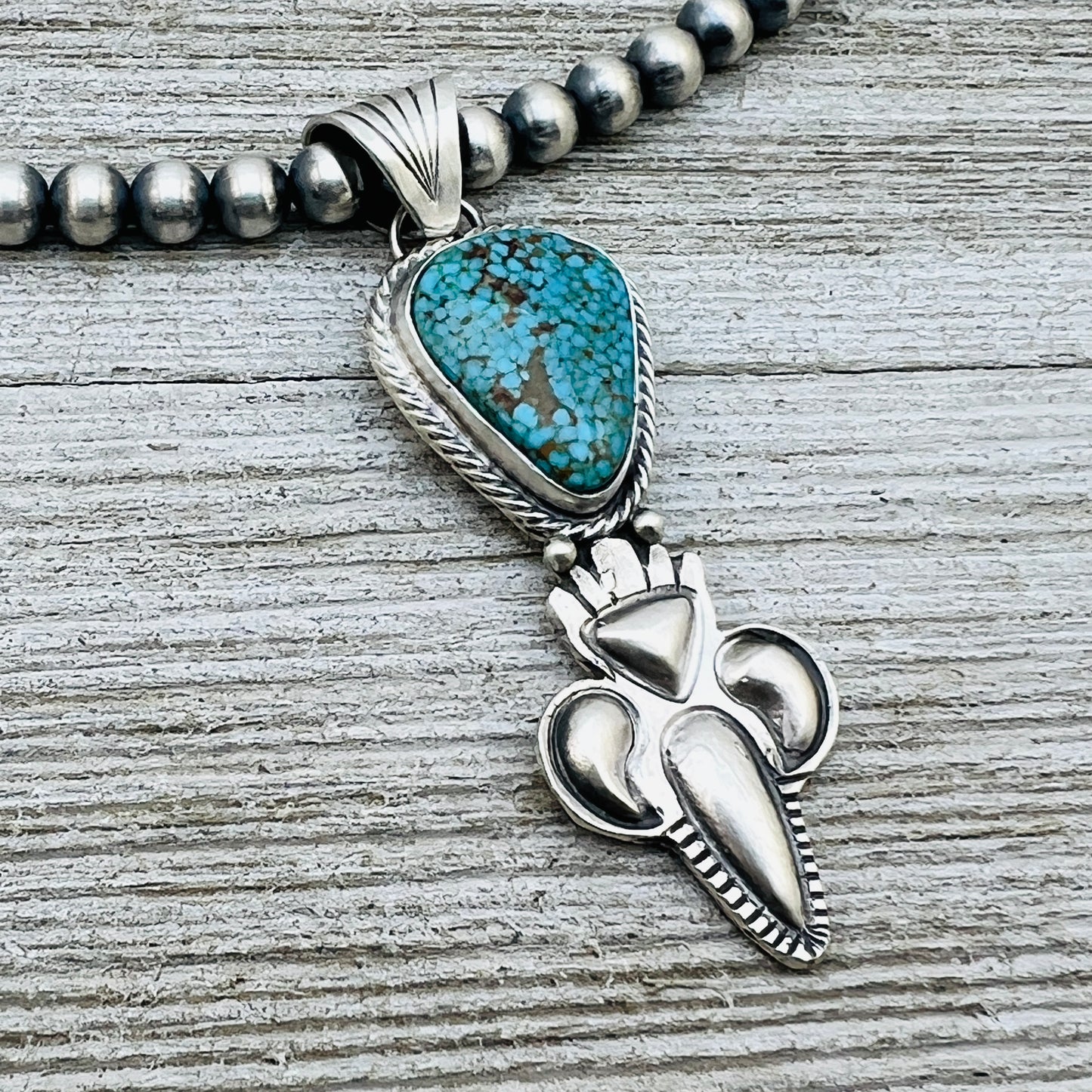 16" Kingman Red Web Turquoise  Necklace Gary Shorty Sterling Silver NK20