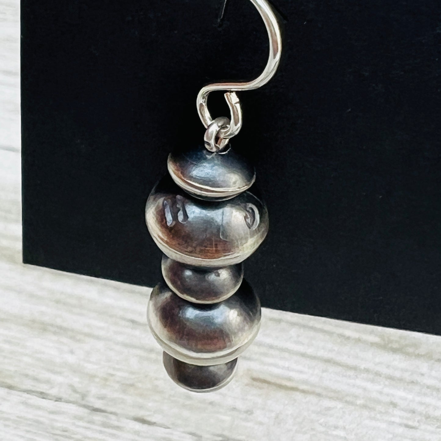 Handmade Sterling silver Navajo Bead Earrings Crystal Haley signed ER11