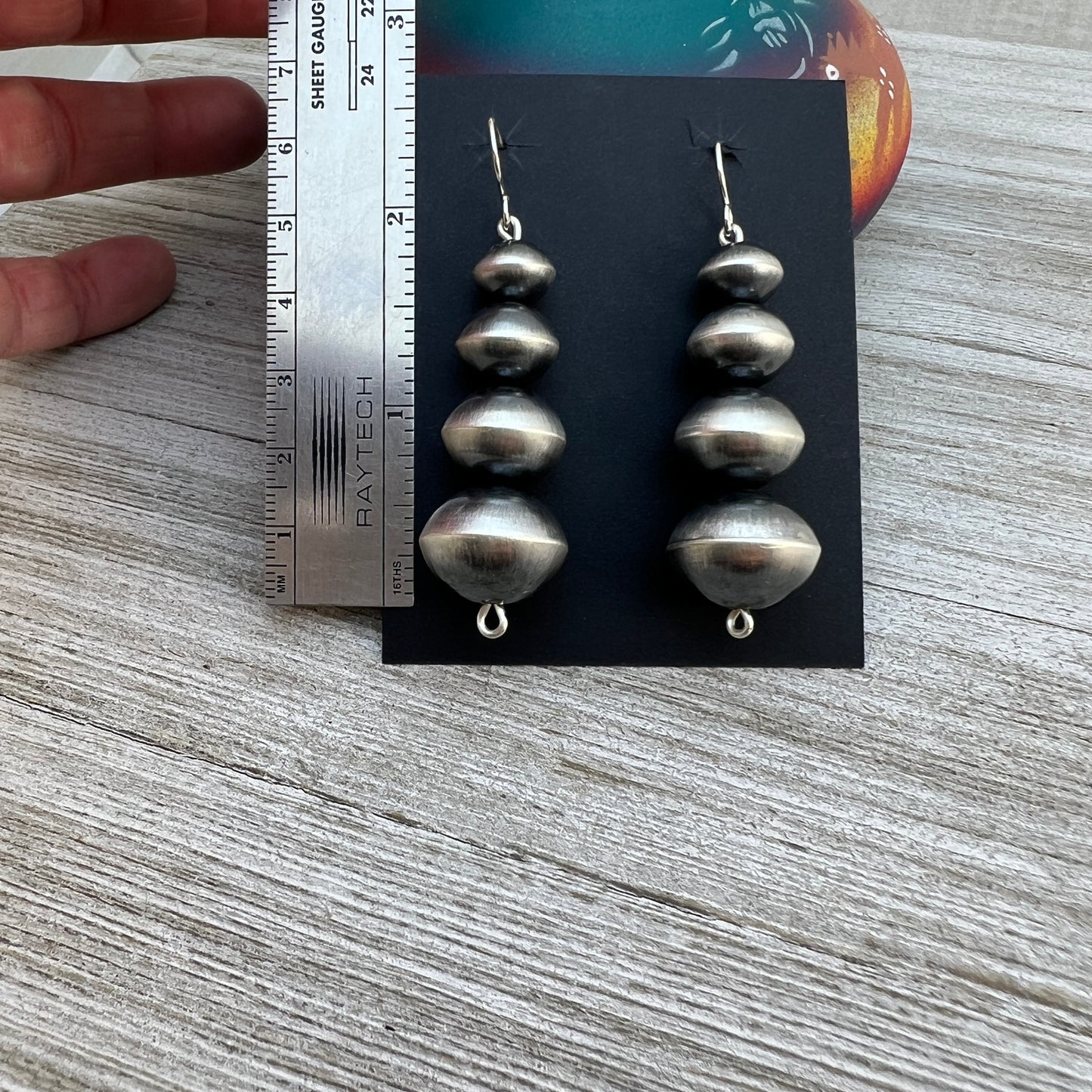 Authentic Sterling silver Navajo pearl Earrings, handmade beadsTonisha Haley signed