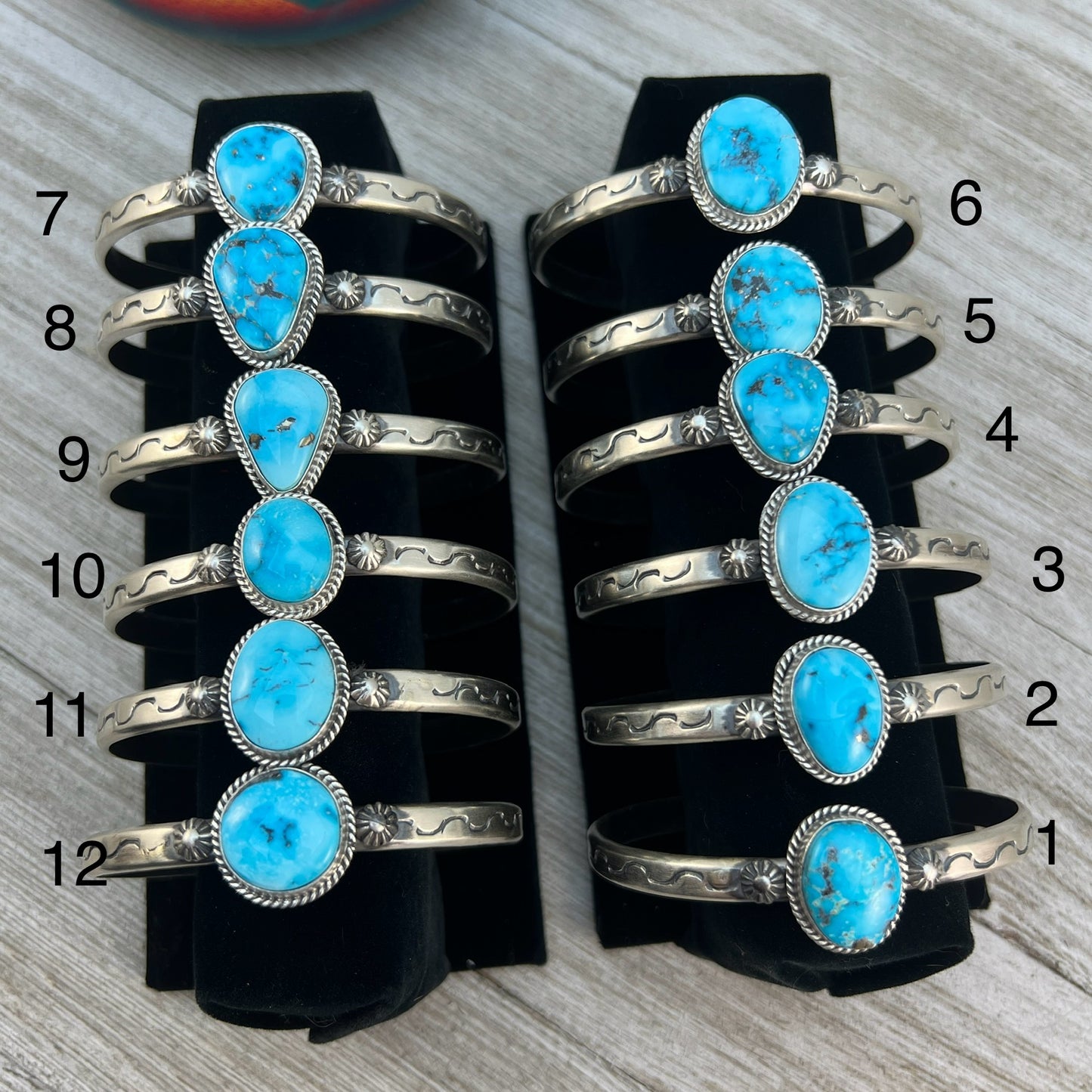 6.25" - 6.75" Blue Kingman Turquoise stacker Cuff bracelet, Sterling Silver Samuel Yellowhair