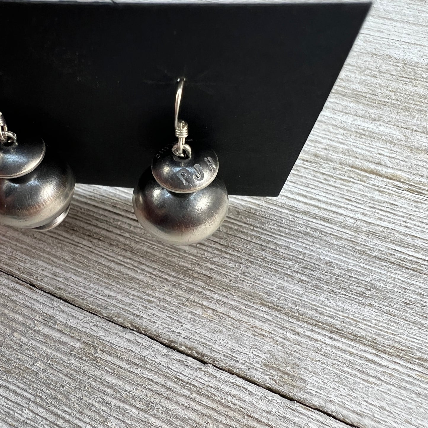 Authentic Sterling silver Navajo pearl Earrings, handmade beads Preston Haley signed