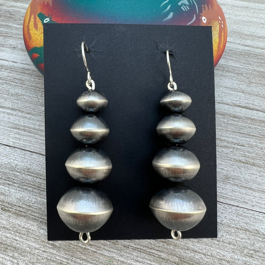 Authentic Sterling silver Navajo pearl Earrings, handmade beadsTonisha Haley signed