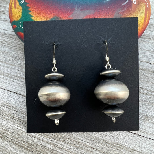 Authentic Sterling silver Navajo pearl Earrings, handmade beads Preston Haley signed