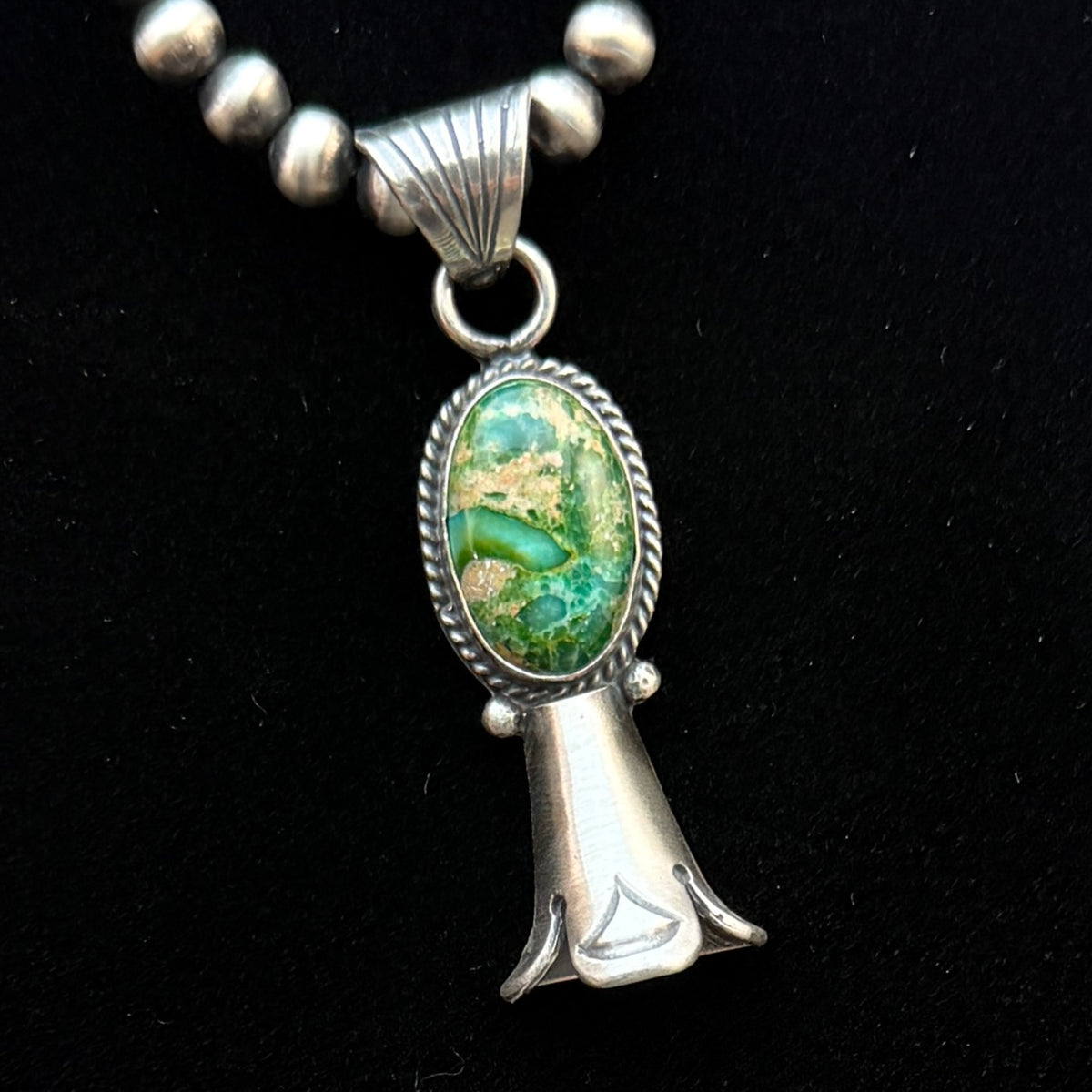 16" Sonoran Turquoise Squash Blossom Necklace Sharon McCarthy Sterling silver NK49