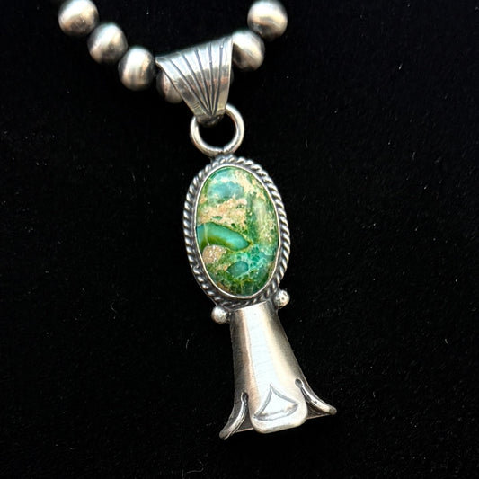 16" Sonoran Turquoise Squash Blossom Necklace Sharon McCarthy Sterling silver NK49