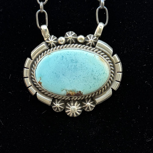 Golden Hills turquoise station necklace Sterling Silver Navajo Samuel Yellowhair NK36