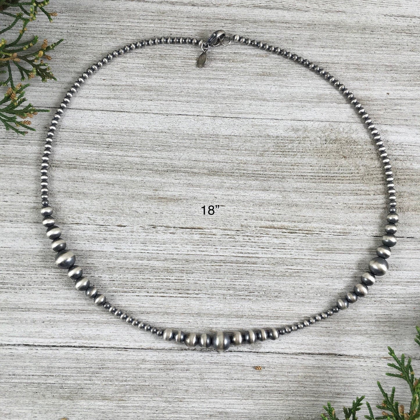 Sterling Silver Southwest Pearls, Graduated BOHO Bead Necklace, Western Oxidized beads