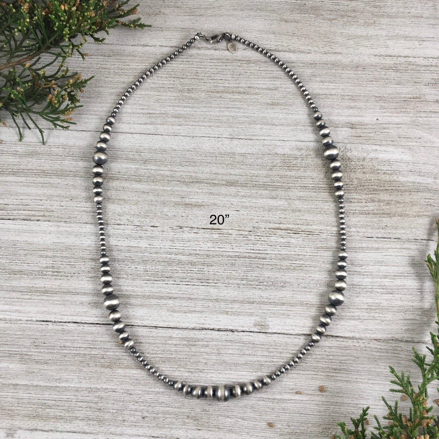 Sterling Silver Southwest Pearls, Graduated BOHO Bead Necklace, Western Oxidized beads