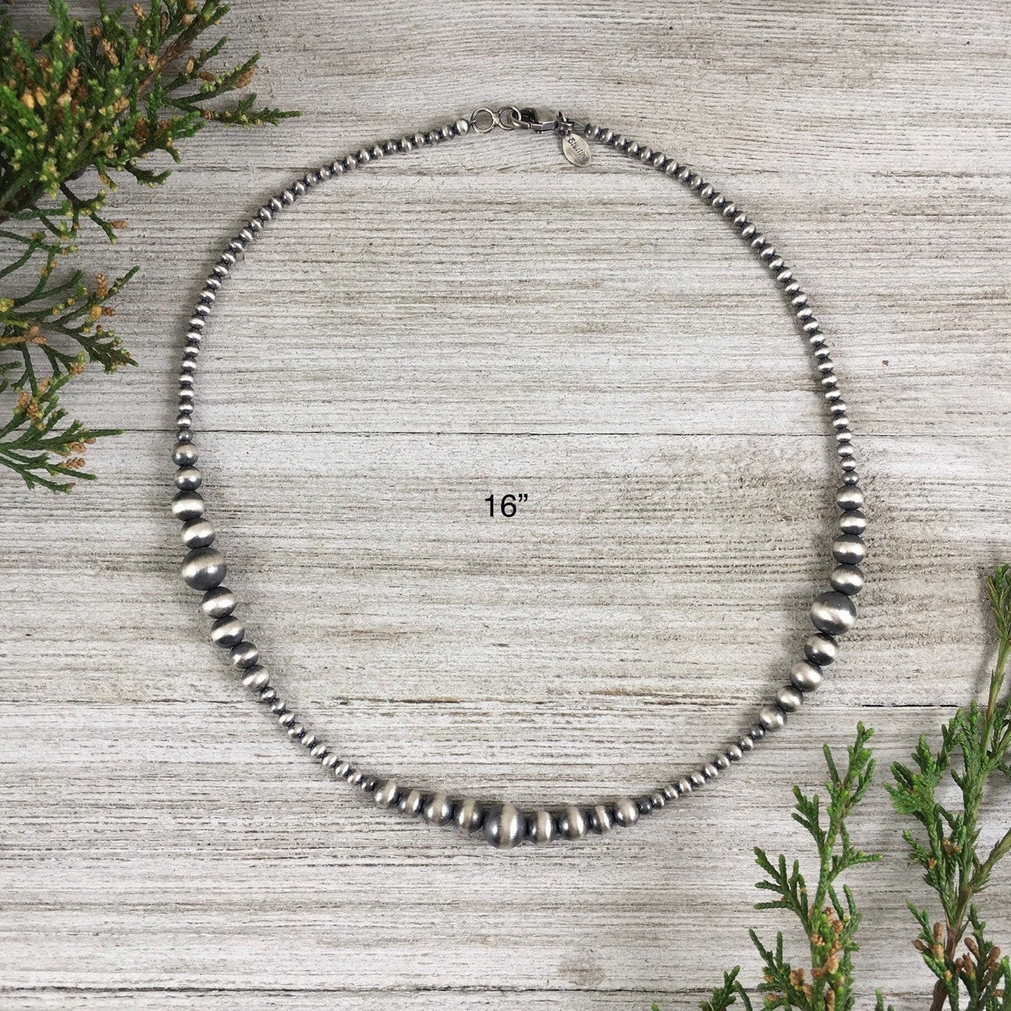 Sterling Silver Southwest Pearls, Graduated BOHO Bead Necklace, Western Oxidized beads