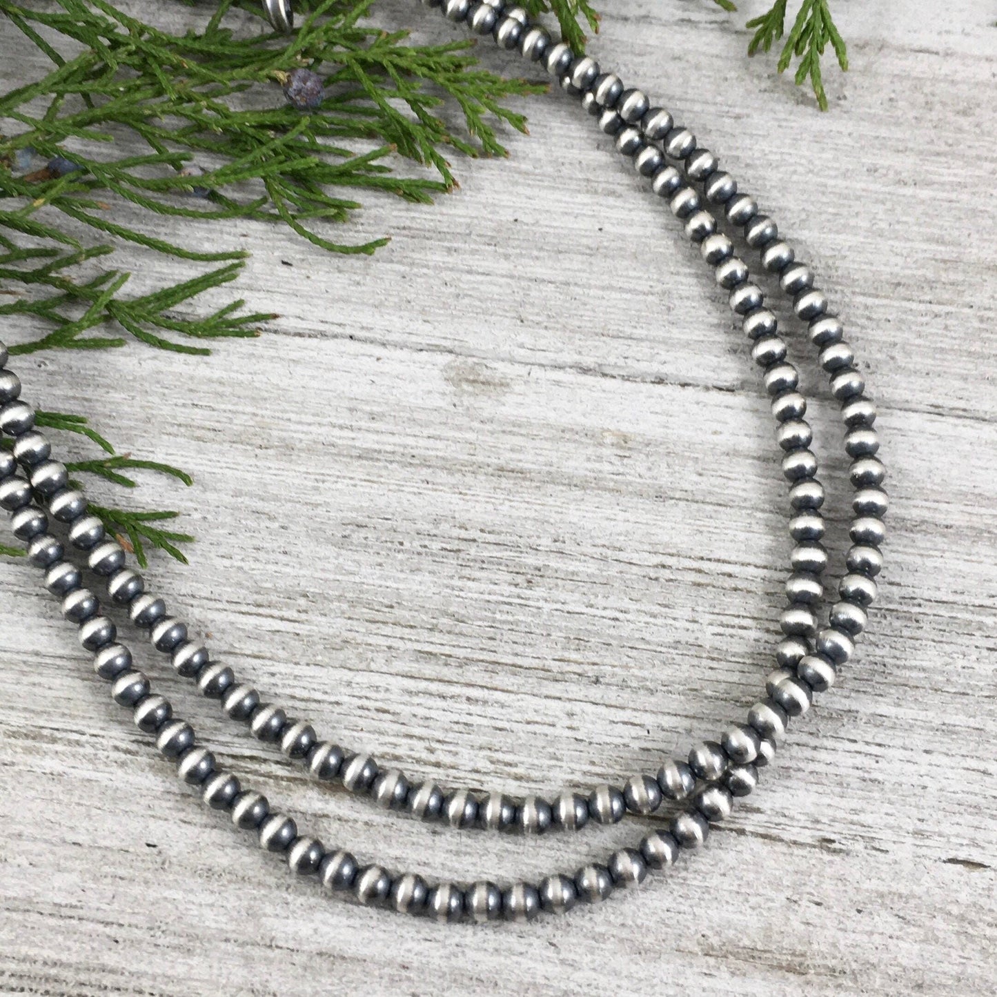 4mm Sterling Silver Bead, Necklace, Oxidized Sterling Silver, Classic Western Choker, small beads, Southwest Pearls