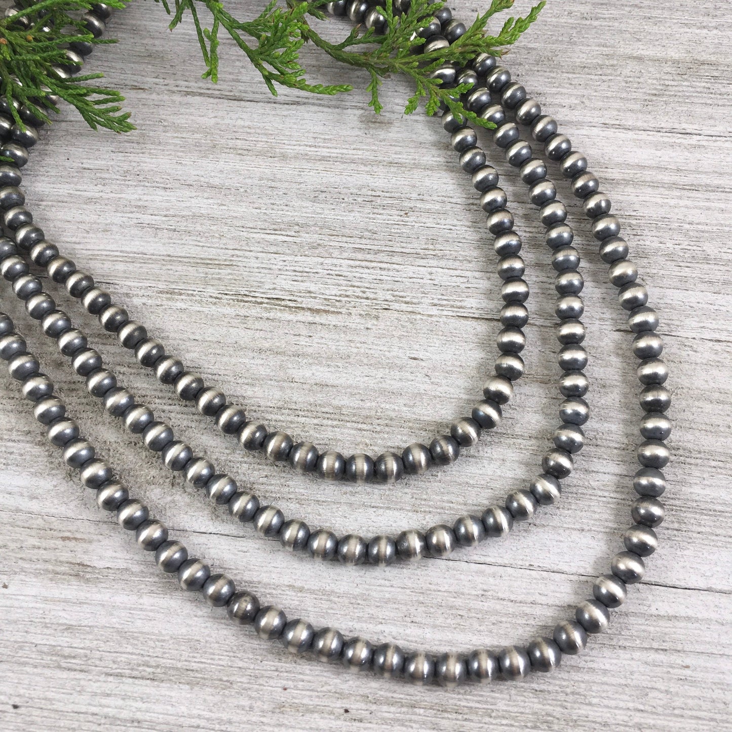 6mm Sterling Silver Bead, Necklace, Oxidized Sterling Silver, Classic Western Jewelry, small beads, Southwest Pearls