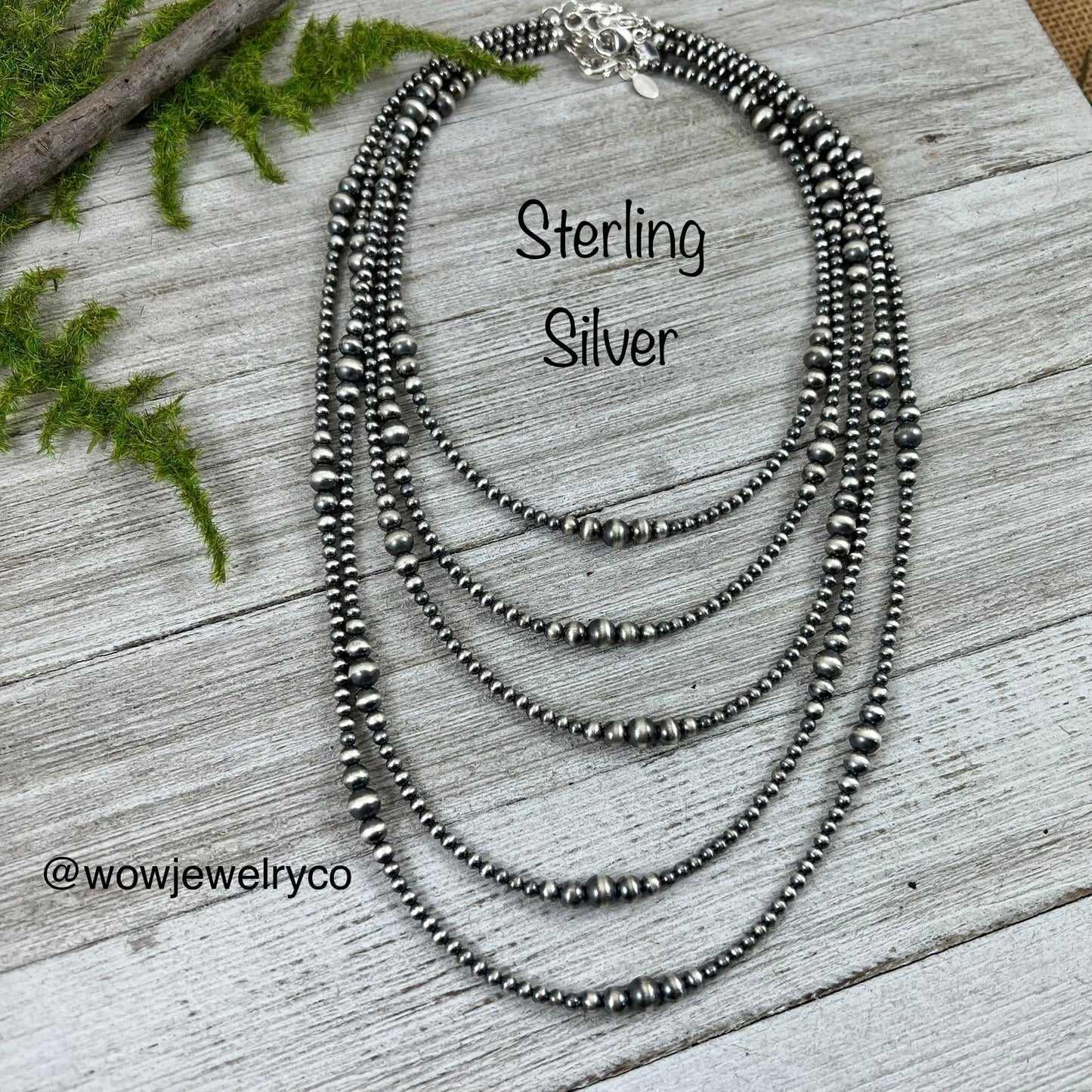 3mm - 6mm graduated Sterling Silver Bead Necklace, Oxidized Silver, Classic Western Jewelry, small beads, Southwest Pearls