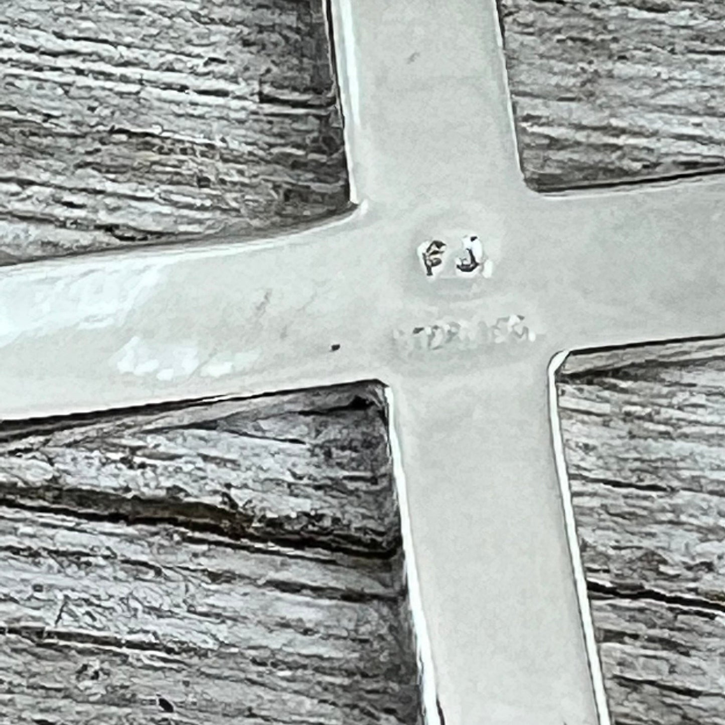 Modern sterling silver Rail, Channel Cross Pendant, Navajo artist Francis Jones